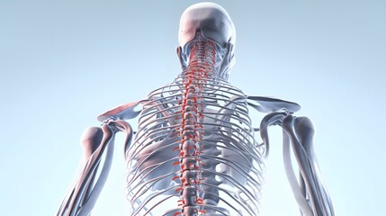 3d illustration of the human spine. backache. Back Bone. medical concept. generative ai - obrazy, fototapety, plakaty