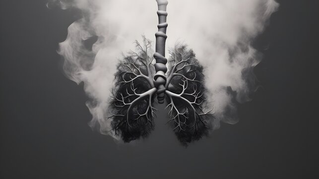 Campaign for quitting smoking. smoke in the lungs when smoking. air pollution. lung cancer. generative ai