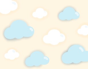 set of clouds on blue background