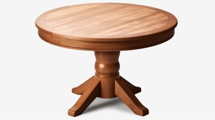 Round wooden dining table isolated on a transparent background, Generative AI.
