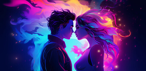 Kissing couple illustration

