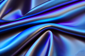 Obraz premium Blue silk satin fabric luxury, perfect for design background, Created with generative AI tools