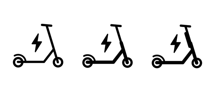 Electric Scooter Vector Icon Set.  Eco-friendly Transportation Scooter Symbol