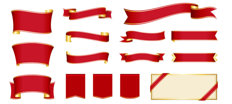 red ribbon banner design material