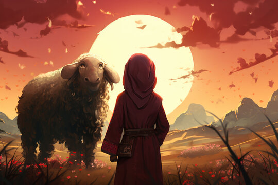 eid al adha sheeps illustration
