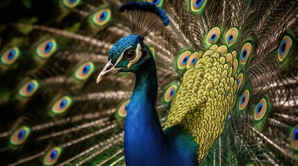 Naklejka na ściany i meble peacock bird animal blue head