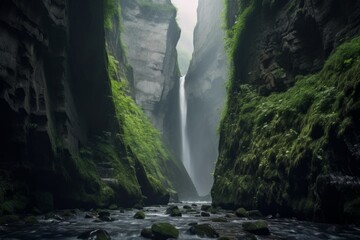 Beautiful Mountain Waterfall Natural Scenery Big made with Generative AI