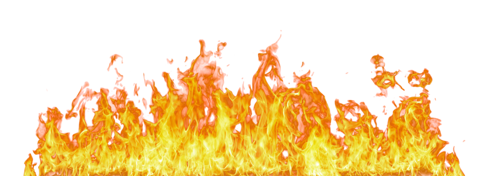 Fire flame on transparent background isolated png..