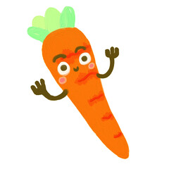 carrot cartoon character draw in cute style with oil brush texture