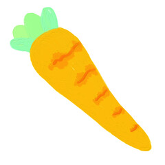 illustration of carrot draw in cute style with oil brush texture