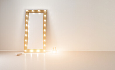 Furniture set with table, chairs and devices. 3D rendering.. Sunset.