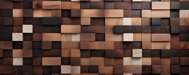 Dark and light brown wood texture background, panorama. Generative Ai.