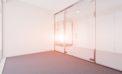 Modern office Cabinet.  3D rendering.   Meeting room. Sunset.