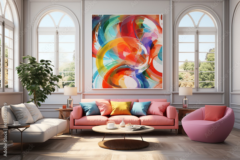 Aufkleber  The image of the Colosseum in your style showcases a captivating blend of abstract and geometric elements.  Generative AI technology.