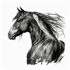AI generated illustration of a horse on a white background