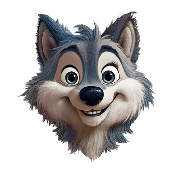 recommend clip art: Cartoon of wolf. Animal clipart illustration. Generative AI