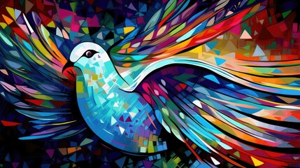 Abstract art picture of a dove. Peacefull art