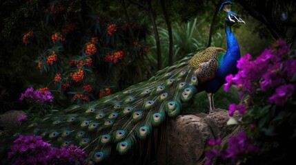 Naklejka premium Indian Peafowl Watercolor