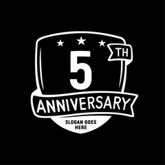 5 years anniversary celebration shield design template. 5th anniversary logo. Vector and illustration.
