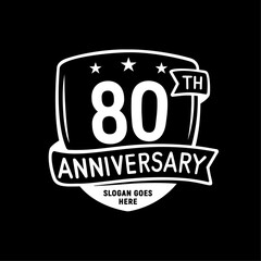 80 years anniversary celebration shield design template. 80th anniversary logo. Vector and illustration.
