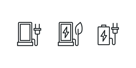 Simple set of electro car related vector line icons.