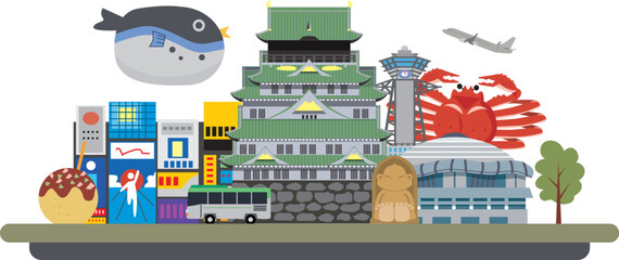 Obraz premium 大阪の観光グルメスポット旅行