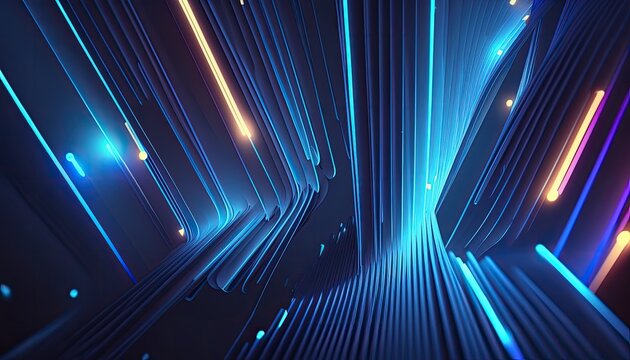 neon lines leading up to a tunnel on a purple background, in the style of vray tracing, bronze and blue, flowing textures, light white and dark blue, backgrounds, wallpaper