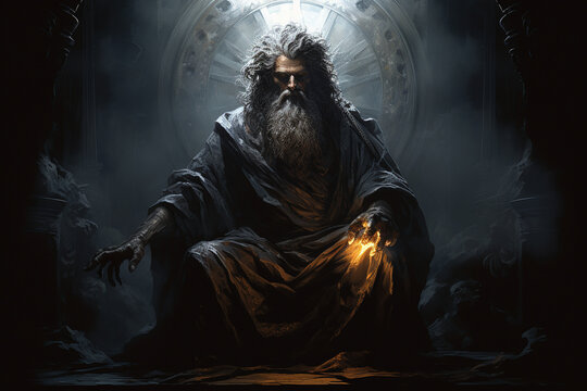 the stark contrast between light and shadow, with a stoic figure illuminated in the midst of darkness, symbolizing the stoic's ability to find clarity, wisdom, and virtue even in t Generative AI