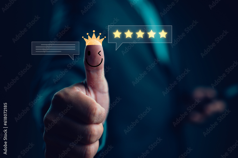 Leinwandbilder customer review satisfaction feedback survey concept. user give rating to service excellent experien