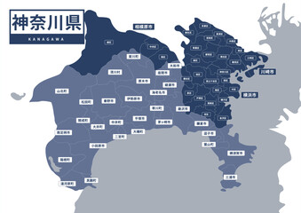 地図（地名付き）-神奈川県