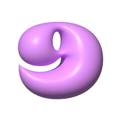 purple balloon 3d number