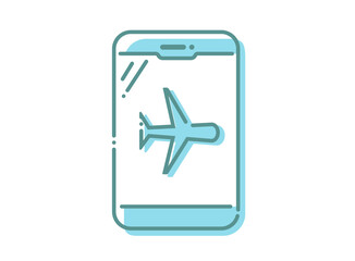 Obraz premium スマホ 機内モード 青