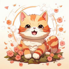 China cat, Optimistic, cute, sticker