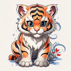 Fototapeta na wymiar japan tiger, Optimistic, sticker