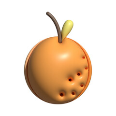A 3D Orange Fruit asset with a greenscreen background