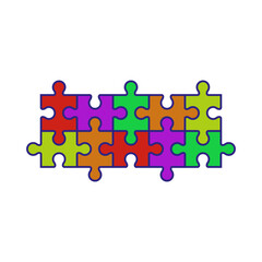Folded puzzle pieces or jigsaw puzzles. Colorful colored background.