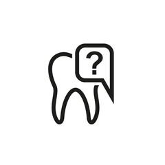 Human tooth with talk chat or speech bubble and question mark. Symbol of online consultation and dental care.