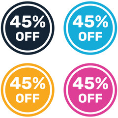 45% Off Promotion Text Stickers Vector Design Banner.