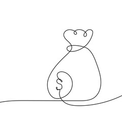 Minimalist Single Line Art of Money Bag Symbolizing Savings, Investment, and Financial Growth.