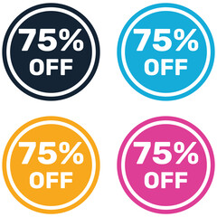 75% Off Promotion Text Stickers Vector Design Banner.