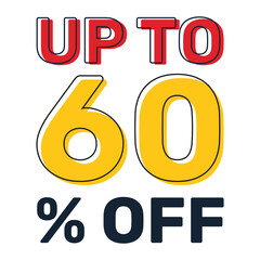 Discount up to 60 percent off, banner templates, special offer sales promotions.