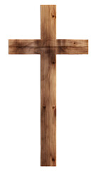A wooden cross isolated on transparent background, Generative AI