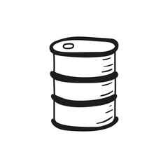 Oil barrel vector cartoon icon hand drawn in doodle style.