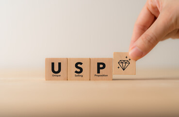 Unique selling proposition (USP), marketing strategy concept. The competitive advantage of product...