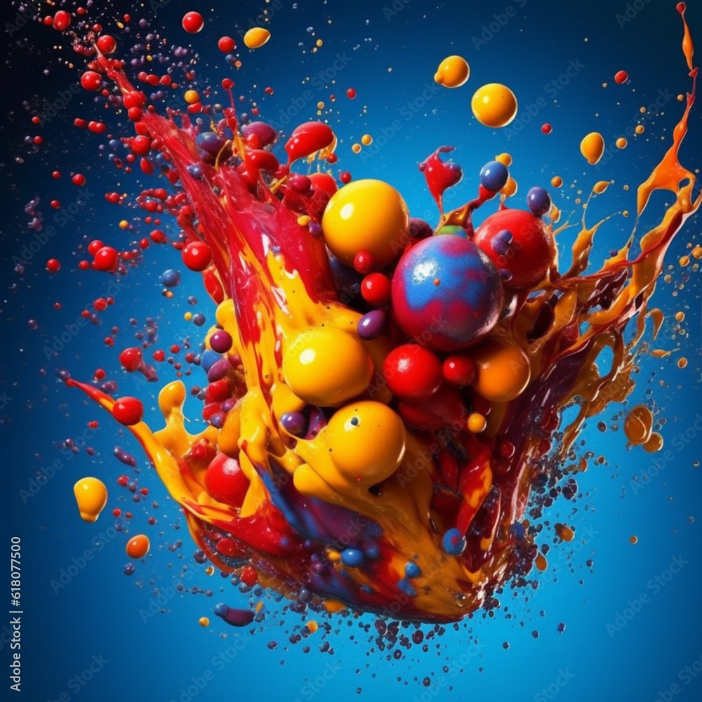 Leinwandbilder an abstract surreal photograph of a allspice splashed in bright paint. generative ai technology.