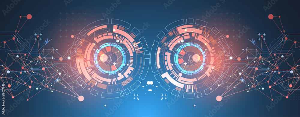 Wall mural abstract background with plexus effect. scientific and technological concept with the use of technic