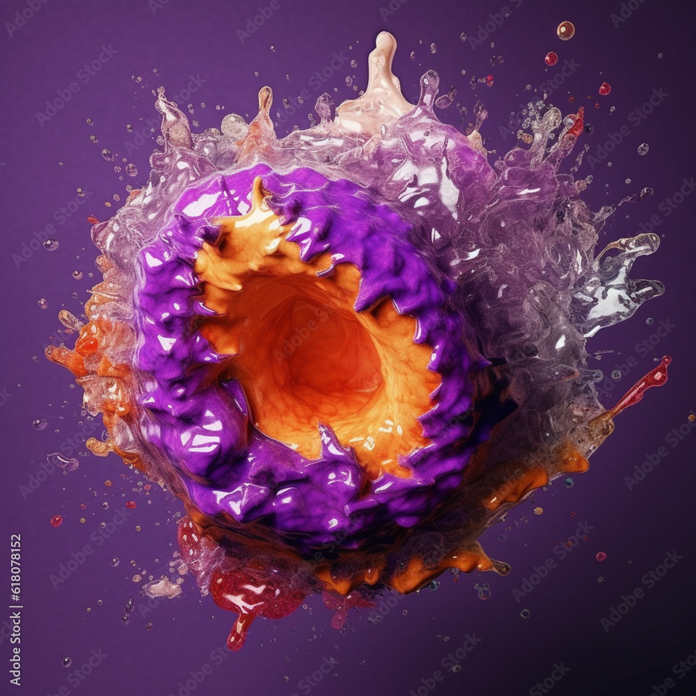 Leinwandbilder an abstract surreal photograph of a amethyst splashed in bright paint. generative ai technology.