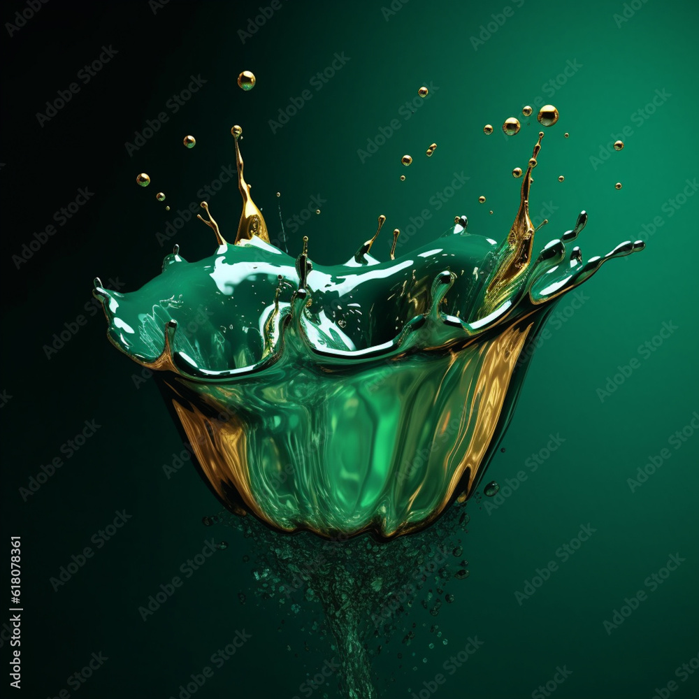 Aufkleber An abstract surreal photograph of a Emerald splashed in bright paint.  Generative AI technology.
