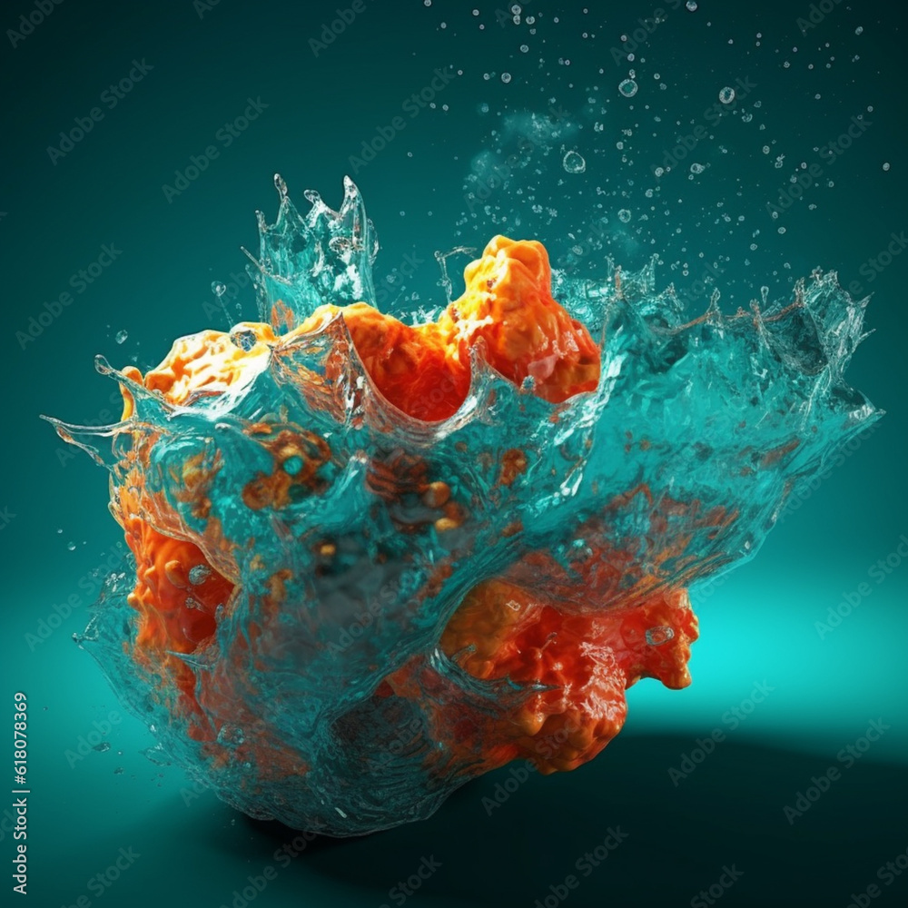 Leinwandbilder an abstract surreal photograph of a amazonite splashed in bright paint. generative ai technology.