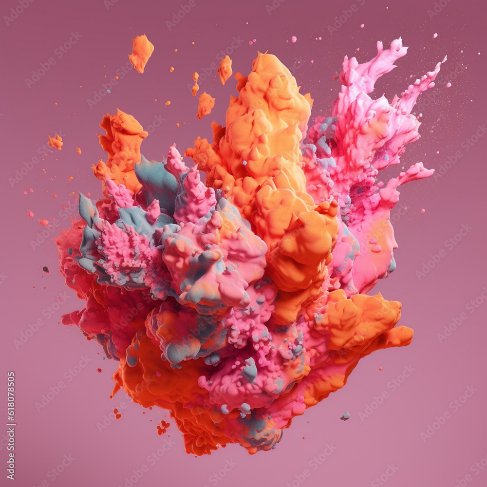 Leinwandbilder an abstract surreal photograph of a rhodonite splashed in bright paint. generative ai technology.